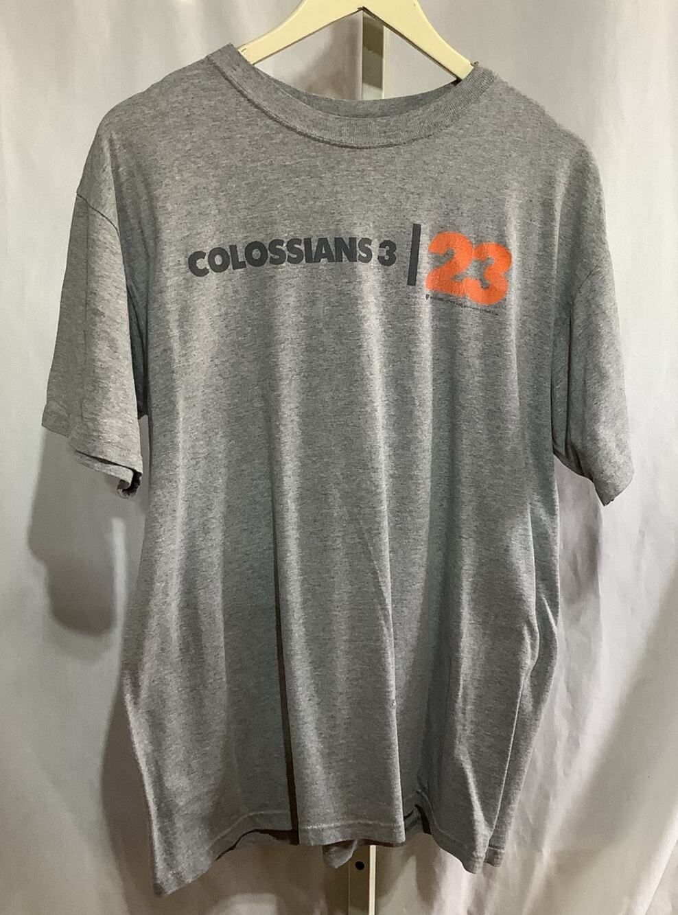 Colossians 3 23 Christian Graphic T Shirt Large Gray Anvil Vintage Athletic Tee